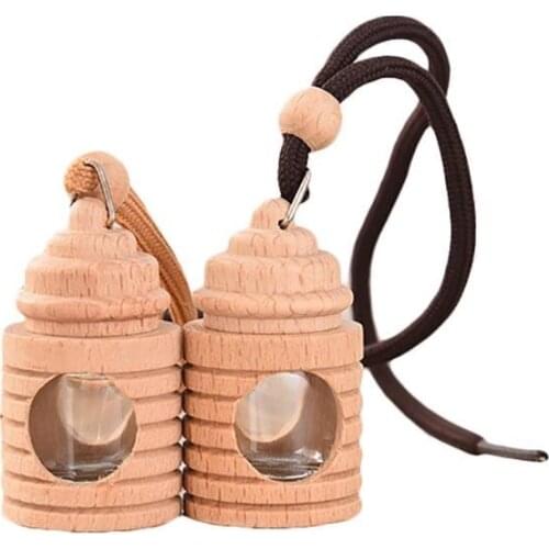 Lovely Car Air Freshener Perfume Empty Wood Glass Bottle Hanging Decoration для автомобиля ароматизатор для авто Air Freshener
