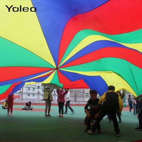 2M/3M/3.6M/5M Rainbow Umbrella Parachute Toy Kids Sport Outdoor Games Jump-Sack Ballute Play Teamwork Game Toy For Kids Gift