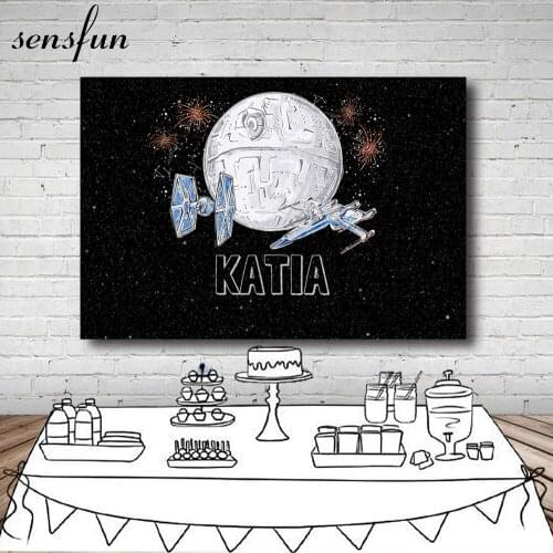 Sensfun Universe Outer Space Planet Earth Backdrop Firework Black Backgrounds For Photo Studio Custom Name Vinyl 7x5FT