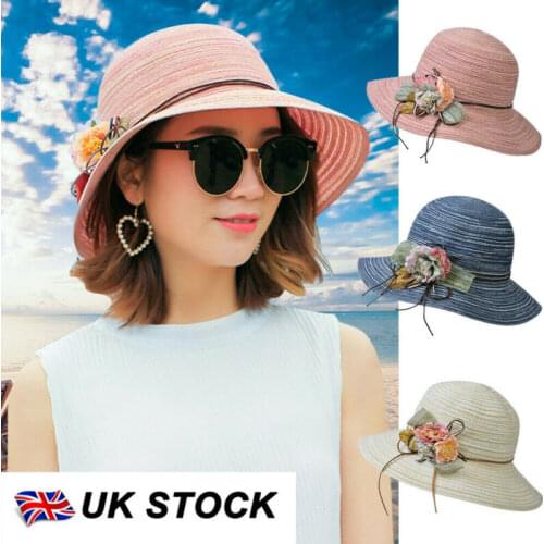 Fashion Women Sun Hat Summer Floppy Hat Straw Women Lady Floral Beach Hat Sun Foldable Cap Dress Hat