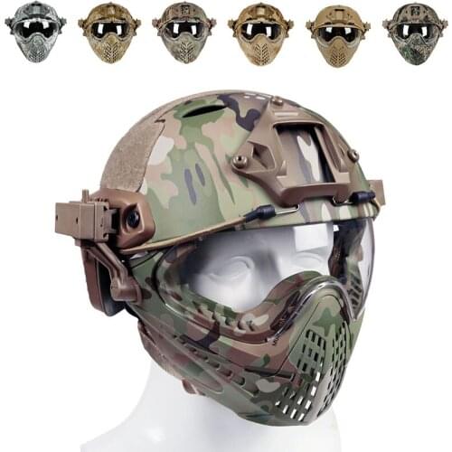 Tactical Helmet Full Face Mask With Goggle Helmet Camouflage Tactical Helmetsfor Military Airsoft Paintball Army WarGame Safety