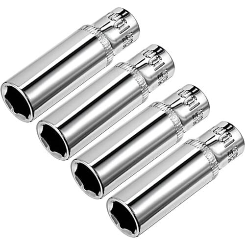 Uxcell 4 Pcs 1/4-inch Drive 10mm Cr-V 6-Point Deep Socket Metric, Cr-V FOR DIY Hand-making Automotive Repairs