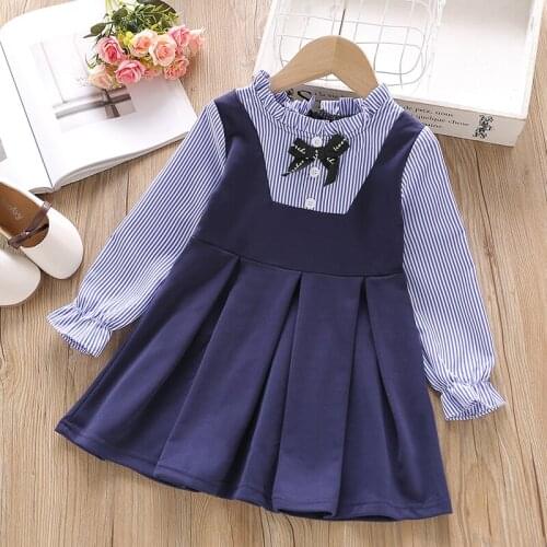 2-6 Years Preppy Style Girls Spring Dress Toddler Girls Princess Dress For Party Kids Dresses For Children Dresses blue