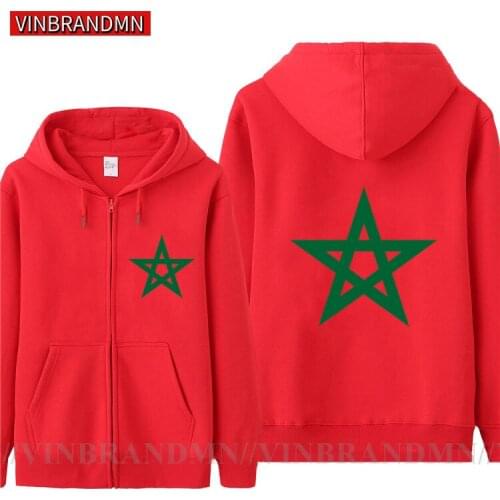 Vinbrandmn New Fashion Morocco Flag Hoodies Tracksuit Men Casual Morocco Sweatshirt Fleece Autumn Jacket Zipper Pullover Hoody