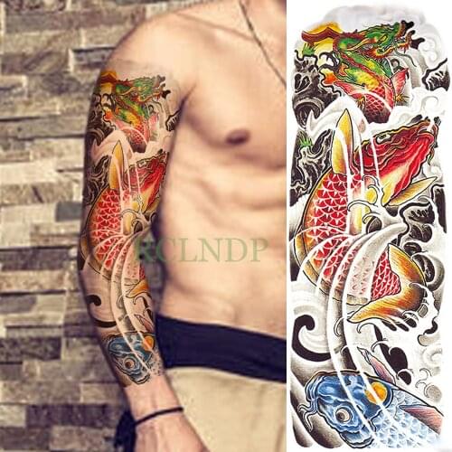 Waterproof Temporary Tattoo Sticker dragon fish water flash tatto fake tatoo large full arm tattoos for men women male