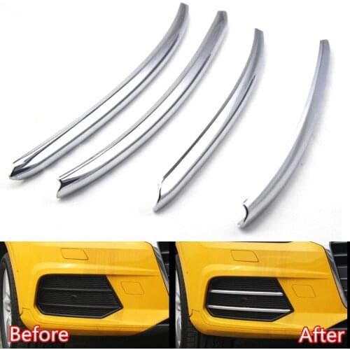 YAQUICKA 4Pcs/set Car Front Fog Light Lamp Decoration Strips Trim Styling Sticker For Audi Q3 2016 Car-covers Exterior Accessory