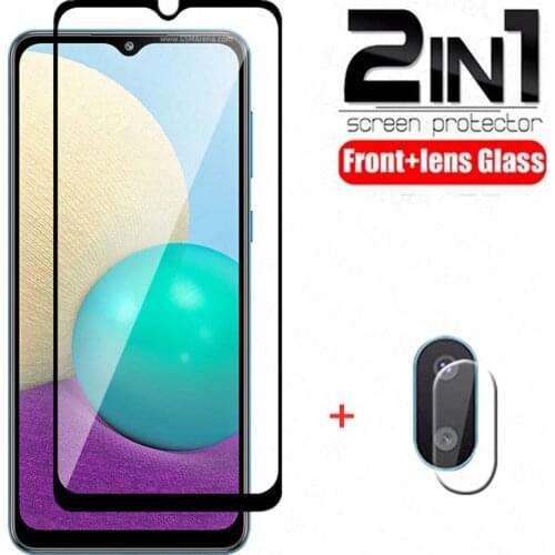 2in1 Tempered Glass For Samsung Galaxy A02 6.5'' Screen Protector Lens Film for Samsung A 02 SM-A022F/DS A02s Protective Glass