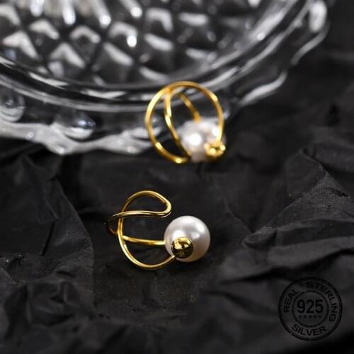 Clip Pearls Shell Earrings For Women 925 Sterling Silver No Pierced Fashion Korean High Quality Trend Lady Party Jewelry INEFFA