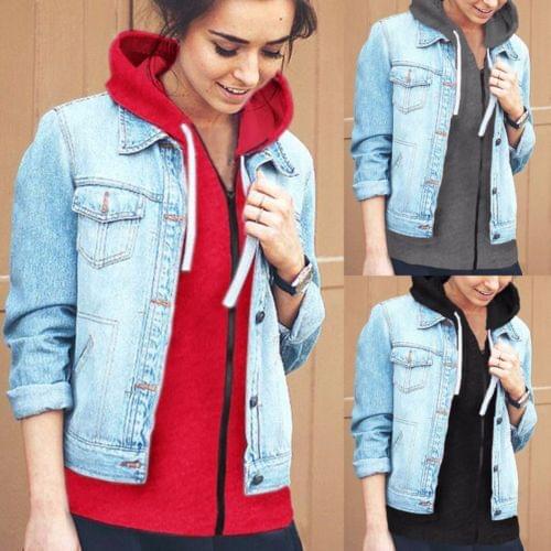 Womens Long Sleeve Hooded Jackets Jumper Zipper Tops Coats Solid Fashion Casual Warm Clothing