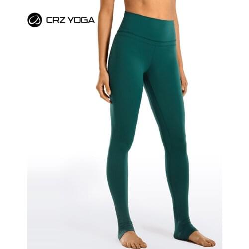 CRZ YOGA Women Naked Feeling High Waist Goddess Extra Long Over the Heel Yoga Legging with Pocket -32 inches