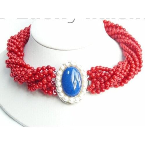 Women Gift word Love Free shipping Hot sale Free Shipping>>>>>AAA 10Stds 100% natural red coral necklace lapis lazuli