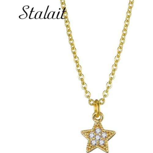 2020 New Gold Rhinestone Star Necklace Women Aesthetic Copper Initial Necklace Trendy Festival Accessories O-chain JEWELRI STAR