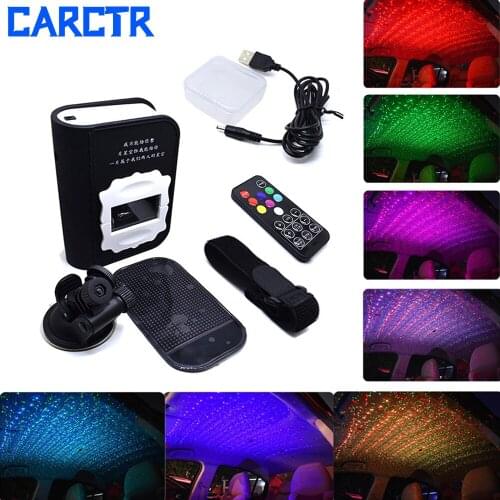Starry Sky Ambient Light Car Interior Lighting RGB Laser Projection Sound Control Lamp Armrest Box Auto Modified Atmosphere Lamp