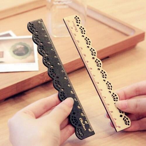 1 PCS New 16CM Korea Zakka Kawaii Cute Stationery Lace Brown Wood Ruler Sewing Ruler Office School Promotional Stationery