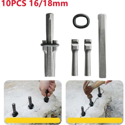 10Pcs/set 16/18 mm Stone Splitting Tool Quarry Tool Chisel Stone Splitter Wedges Iron Stone Opener Marble Hand Separation Tools