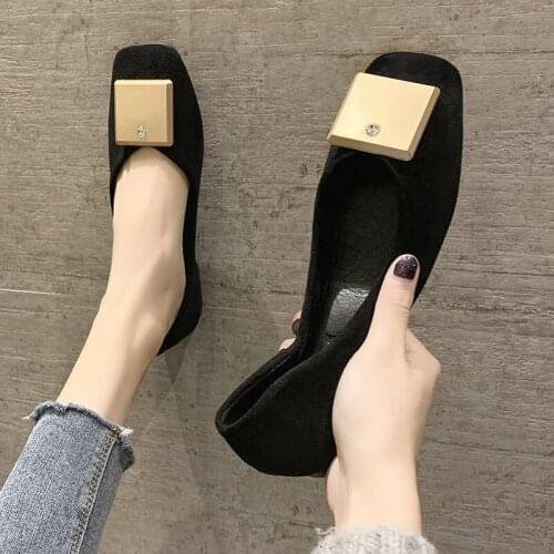 2020 Loafers Comfortable Ladies Shoes Women beanie shoes Square head Flats Shoes 2020 New Spring Style Casual Female New U19-38