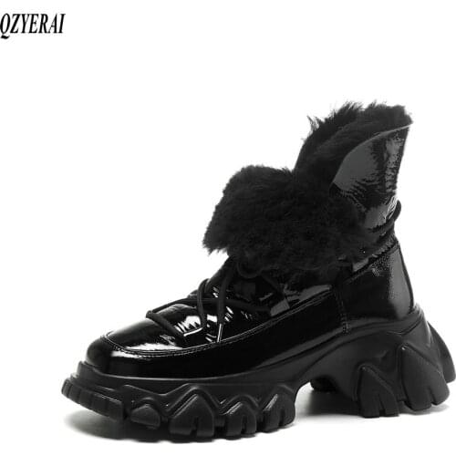 2020 New Arrival Winter Women Shoes Natural Genuine Leather Snow Boots Sheep Fur Women Boots Fashion Bottom Thick Female Boots