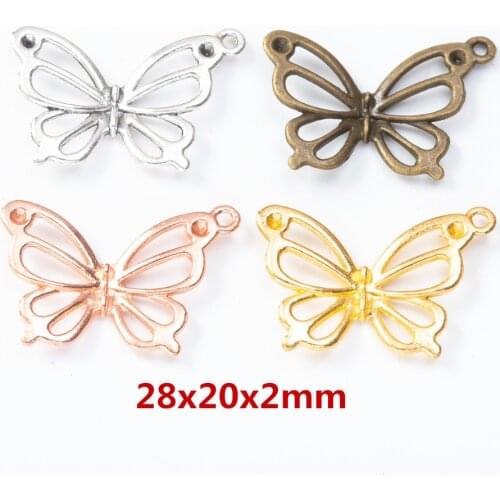 25pcs zinc alloy Charm Antique Silver Butterfly pendant fit Bracelet Necklace jewelry accessories findings 8158
