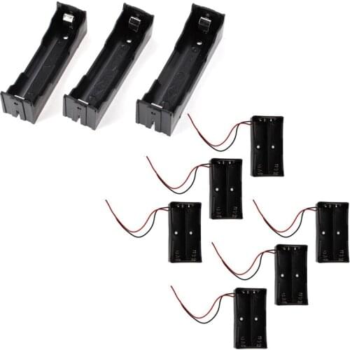 9 Pcs Open Frame 3.7V 18650 Battery Holder Cell Box Batteries Case Black