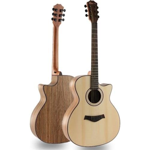 Acoustic Guitar 40 Inch Folk Guitar Spruce Walnut Soild Wood Matte Guitar Musical Instrument for Adults Beginners AGT365