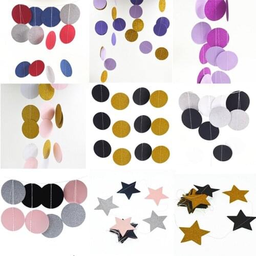 2Meter Glitter Gold Hanging Circle Garlands Wedding Birthday Baby Shower Decoration Events Spring Party Window Home Decor