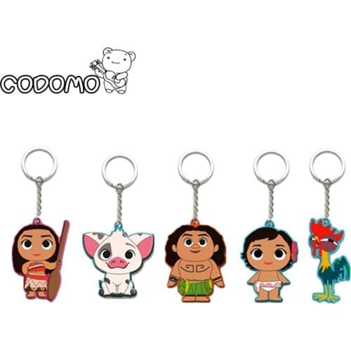 Movie Princess Moana Keychain Keyring Action figure Maui Adventure Accessories Key Rings Gift Toys Cute Cartoon Key Keyring