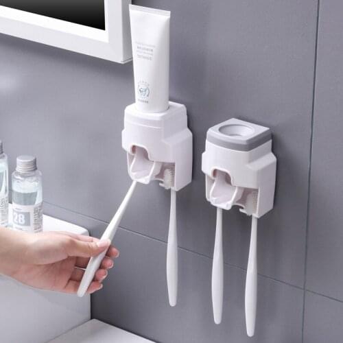 Toothbrush Holder Dustproof Wall Mounted Convenient Toothpaste Squeezer Toothpaste Dispenser For Bathroom ALI88