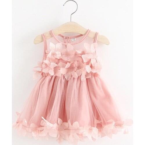 Children Girls Dress Summer Kids Baby Fashion Princess Dresses Clothes Girls Petal Mesh Gauze Dress With Flower Lace Clothing