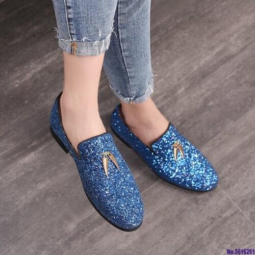 Men Loafers Shoes Slip On Moccasins Plus Size 38-48 Glitters Bling Stylish Flats Shoes Man Party Shoes Zapatos Hombre