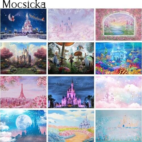 Castle Newborn Backdrop Infant Birthday Portrait Background for Photography,Fantasy Castles Girls Theme Baby Shower Decoration