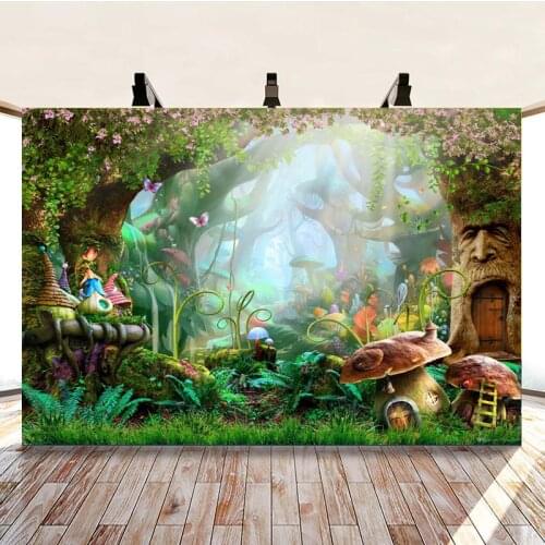 Cartoon Fantasy Wonderland Elf Forest Background Child Birthday Party Decoration Studio Photography Photos Can Be Customized