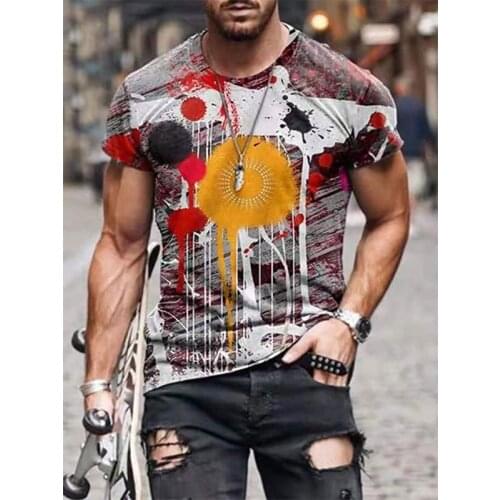 Summer men Short sleeve t-shirts Hip hop Streetwear printing painting graphic t shirts gothic fashion mans T-shirt