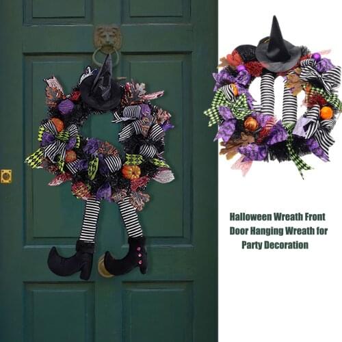 Halloween Fall Pumpkin Mickey Wreath for Front Door with Pumpkins Artificial Maples Sunflower Autumns Harvest Holiday Home Decor