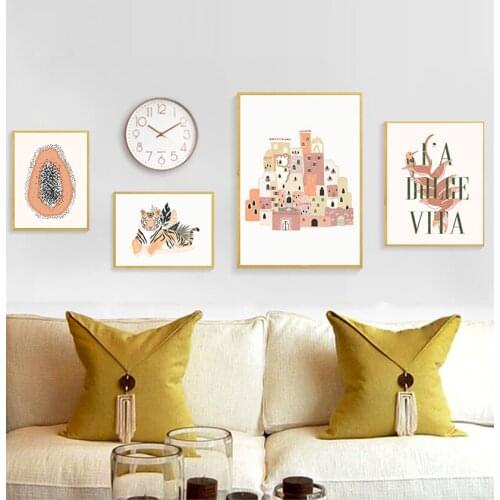 And Prints Wall Pictures For Living Room Decor Abstract Fashion Vintage Girl Tiger Plant Wall Art Canvas Painting Nordic Posters