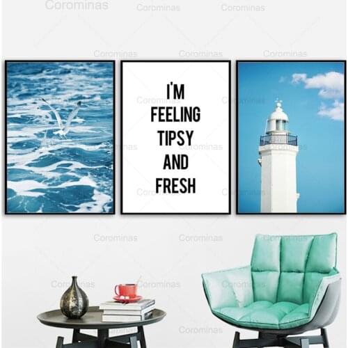 Sea Seagull Canvas Painting Lighthouse Landscape Nordic Posters and Prints Wall Art Pictures Interior Literary Home Decoration