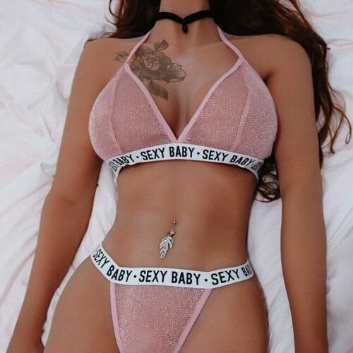 2Pcs Sexy Womens Lingerie Set Bralette Bras G-String Panties +Bustier Crop Tops Hot Exotic Sexy Underwear Set Shiny Bra Set