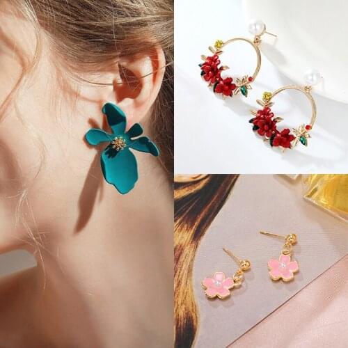 Korean Statement Earrings Pink Sweet Arcylic Geometric Dangle Drop for Women Gold Earings Brincos Fashion Jewelry Gift