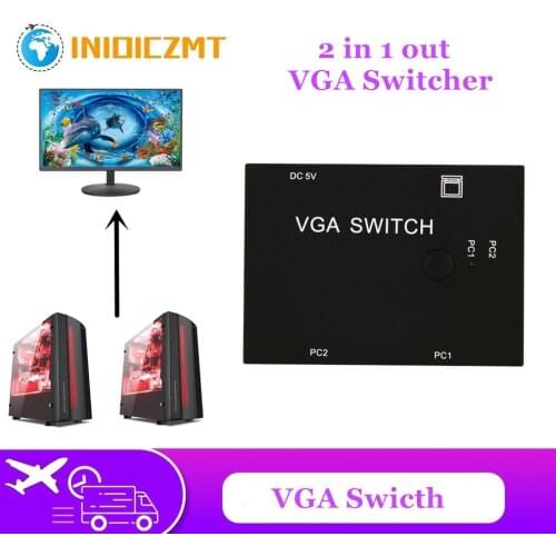 HOT 2 In 1 Out Switcher 2 Port VGA Switch Box VGA for Consoles Set-top Boxes 2 Hosts Share 1 Display Notebook Projector Computer