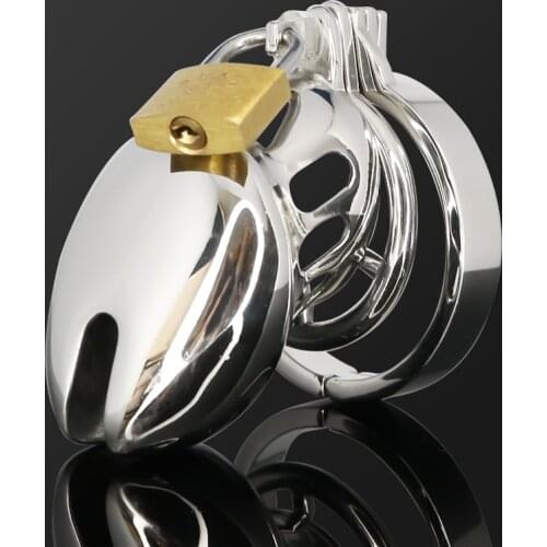 Stop Masturbation latch Cock Cage BDSM Metal Chastity Belt Device With Delay Ejaculation Penis Ring Lock Adult Sex Toys For Men