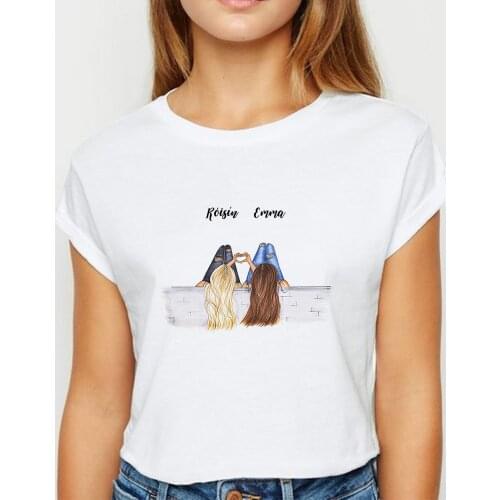 Fashion Plus Size Bestie Friendship tshirt Pretty Girls Spring Summer T Shirt Harajuku Casual Hipster Tops Tees O-Neck T-shirt