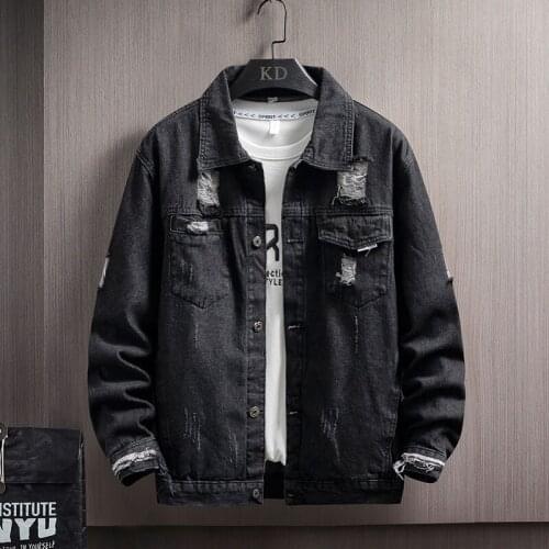 Men Denim Jacket Streetwear Hip Hop Jeans Jakcet Coat Men Blue Black Denim Jackets Male 2021 Spring Autumn Men Clothing