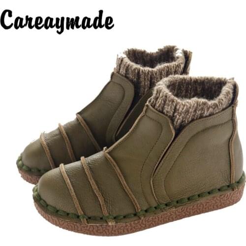 Careaymade-New Pure handmade boots,Genuine leather shoes,The retro art mori girl shoes,Casual retro short boots,3 colors