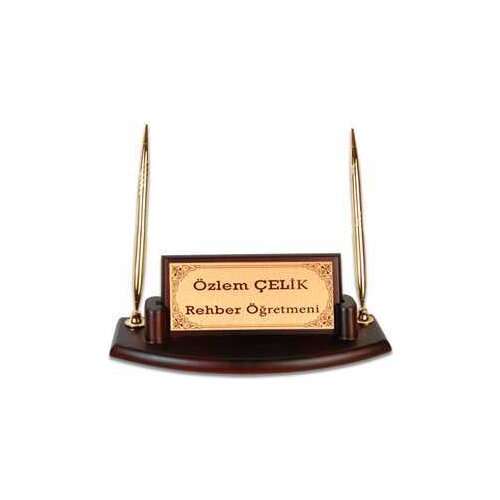 AHM-103 Wood Table İsimliği-Double Pen Gold