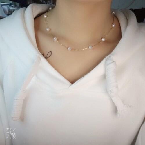 Fashion Jewelry necklace, Titanium steel clavicle necklace, Pearl star titanium steel necklace