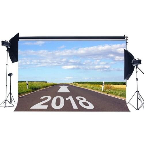 Nature Journey 2018 Backdrop Spring Rustic Farmland Green Field Highway Blue Sky White Cloud New Life Nature Photography