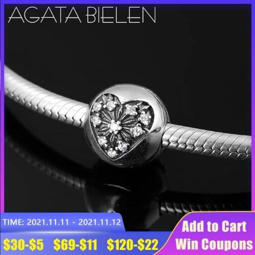 925 Sterling Silver DIY snowflake heart round fine clips Lock beads Fit Original europeu Charm Bracelet Jewelry making