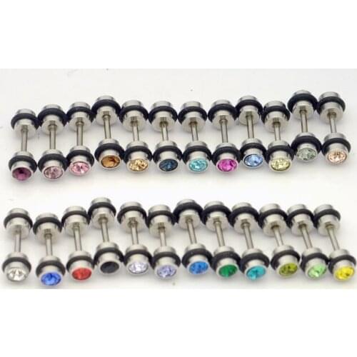 4 mm double drill titanium steel stud earrings earrings dumbbell 24 color Free shipping