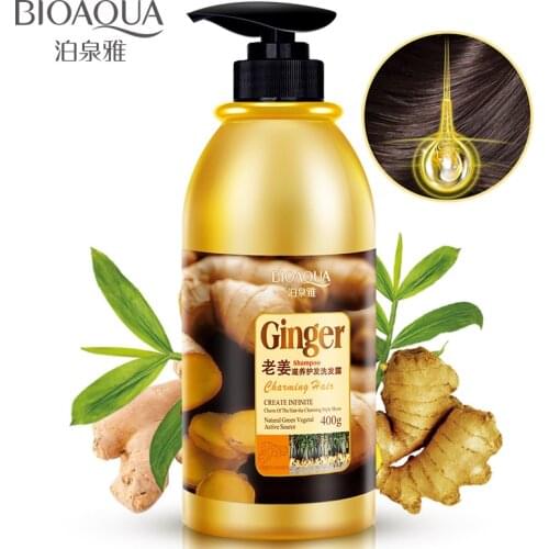 BIOAQUA 400ML Natural Ginger Shampoo Without Silicone Oil Deep Cleaning Dandruff Nourishing Oil-Control Itching Health Hair Care