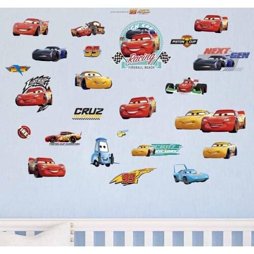 Disney Boy Bedroom Sticker Cartoon Racing Story Kids Room Car Sticker Boy Baby Fashion Decorative Sticker