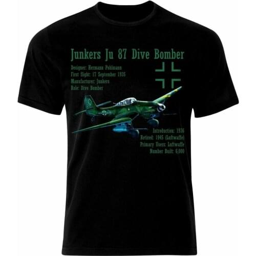 Wehrmacht Germany Junkers Ju-87 Stuka Sturzkampfflugzeug Dive Bomber T-Shirt. Summer Cotton Short Sleeve O-Neck Mens T Shirt